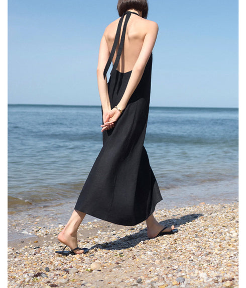 The Fete Linen Dress - Black